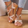 Fashion New Women Solid Color Wedge Sandals New Ankle Buckle Non Slip Gladiator Shoes Woman Fashion Chunky Platform Sandalias