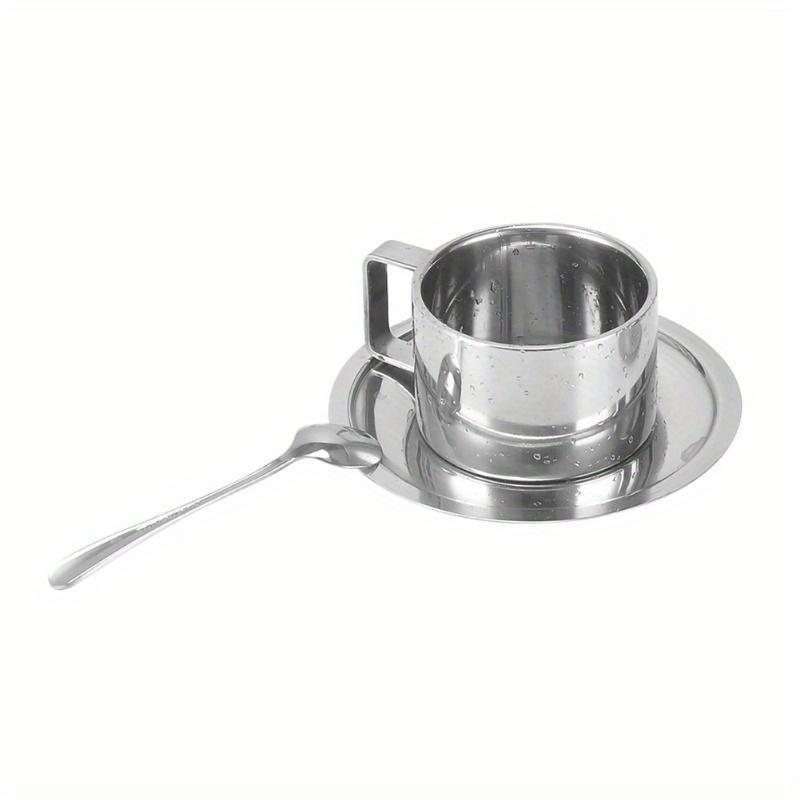 Высококачественная кофейная чашка из нержавеющей стали, чашка для воды, чашка для перемешивания, кружка/чашка для молока с тарелкой и ложкой