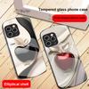 Счастливый черный яблочный чехол для iPhone 16 Pro Max 15 Pro 14 13 12 Mini 11 XS Max XR 7 8 Plu SE 2022 Эллиптический стеклянный чехол для телефона