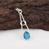 Swiss Blue Topaz Pendant, Handmade Gemstone Pendant, 925 Solid Sterling Silver Pendant Antique Jewelry, For Engagement Gift