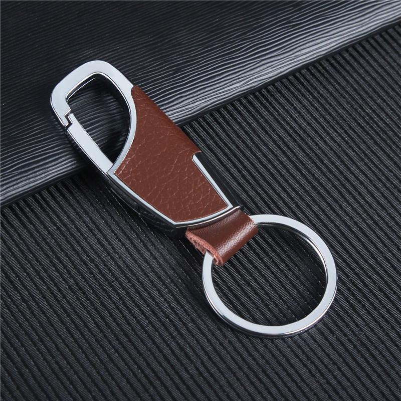Luxury Leather Men Keychain Black Clasp Creative DIY Keyring Holder Car Key Chain For Men Jewelry Gift