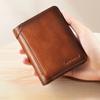 Men Wallet Genuine Leather  Blocking Trifold Wallet Vintage Thin Short Multi Function ID Credit Card Holder Male Purse Money