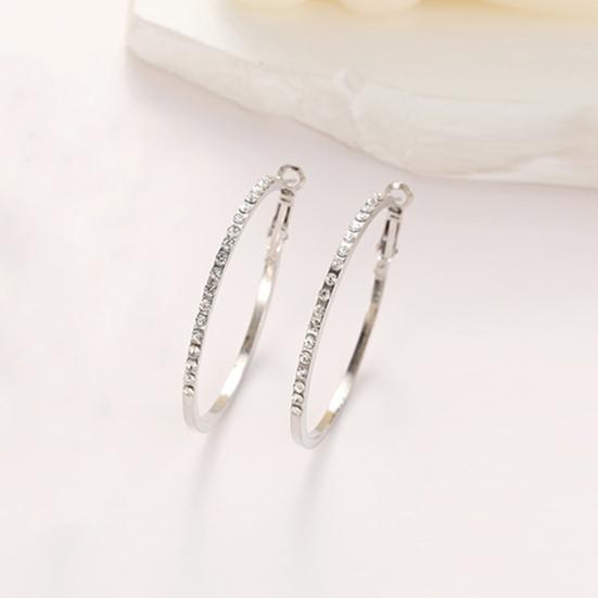 Large Rhinestone Hoop Earrings for Women Big Cubic Zirconia Thin Round Hoop Earrings Sparkly Hypoallergenic Jewelry Gift