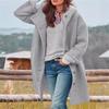 Women Coat Hooded Long Sleeve Buttons Placket Autumn Coat Solid Color Mid-length Casual Outerwear with Pockets