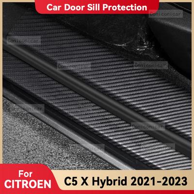 Автомобильные наклейки на пороги из углеродного волокна для CITROEN C5 X Hybrid 2021-2023 Декоративные аксессуары для защиты от царапин на порогах