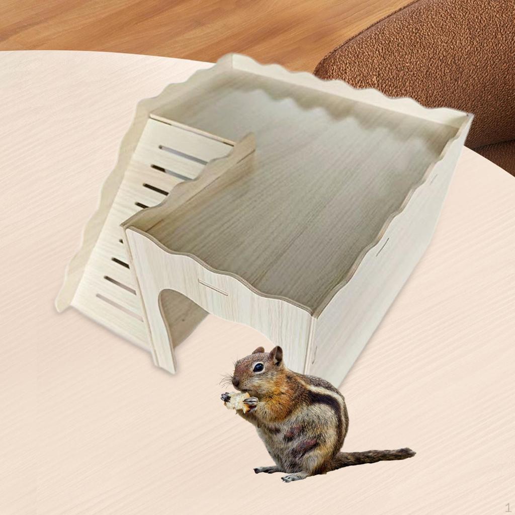 Wooden Guinea Pig Hideout Hamster Cage Hide and Seek Climbing Toy House