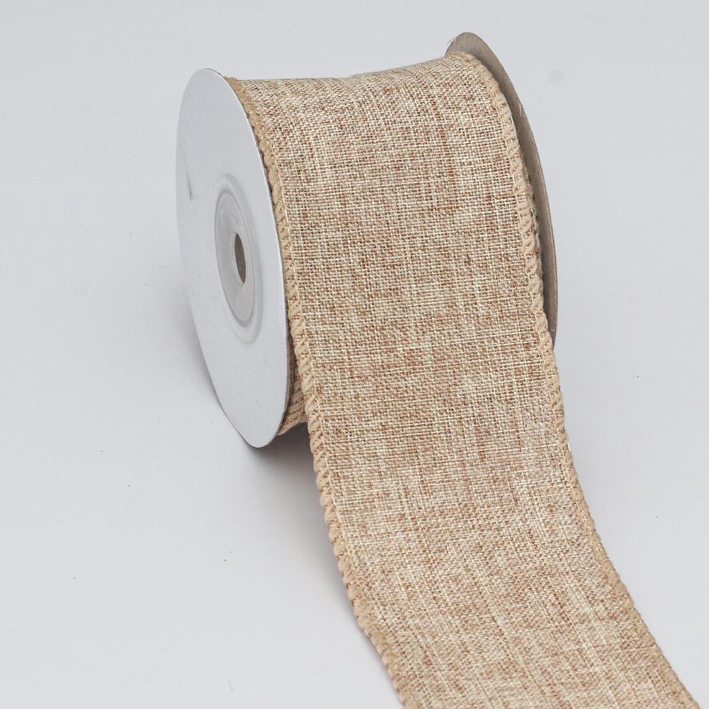 Decorative Romantic and Cozy Solid Color Christmas Day Decoration Ribbon Plaid Ribbon Imitation Hemp Ribbon Wire Edge Imitation Hemp Woven Ribbon