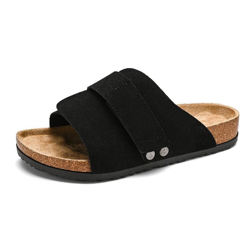 Модные модные кожаные сандалии летние мужские и женские мюли тапочки сабо тапочки классические пряжки пробковые шлепанцы легкие уличные тапочки