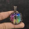Tree Of Life Rainbow Solar Quartz Druzy Pendant Copper Wire Wrapped Pendant Gemstone Jewelry Handmade Pendant Unique Copper Design Jewelry