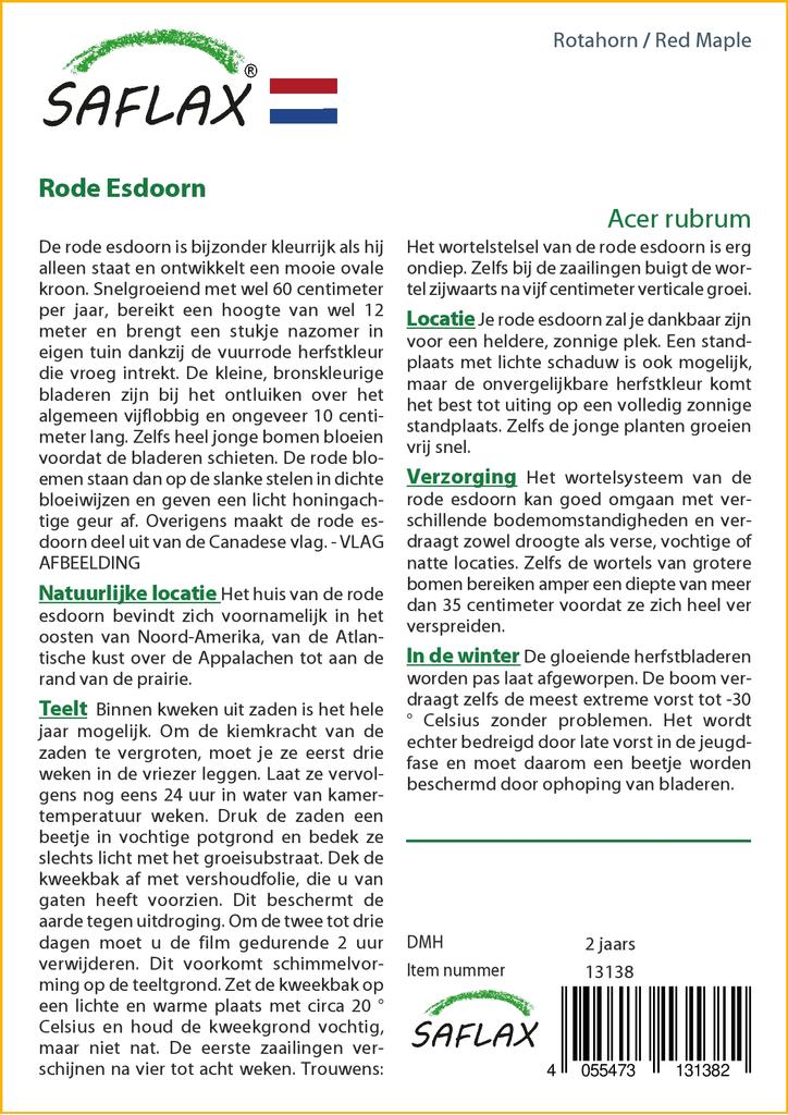SAFLAX Клен красный - 20 семян - Acer Rubrum