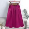 Summer Solid Color Loose Casual with Belt Skirts Women Vintage Aesthetic Chic Party Dress Female High Waist Sexy Femme Clothes