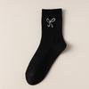 Bowknot Socks, Women's Mid-calf Socks, Solid Color Cotton Socks for Autumn and Winter, Ballet-style Sweat-absorbing and Odor-proof Women's Socks