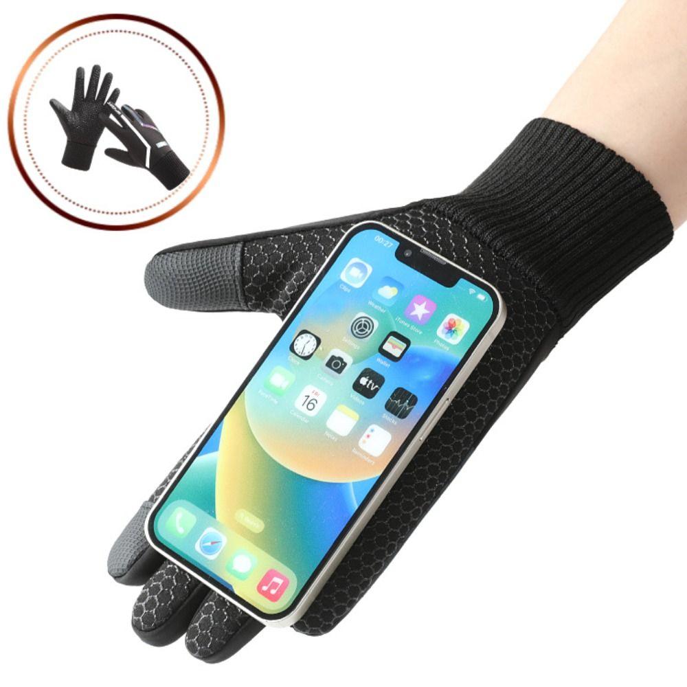 Touch Screen Plush Winter Warm Gloves Windproof Motorcycle Cycling Gloves For Women Man