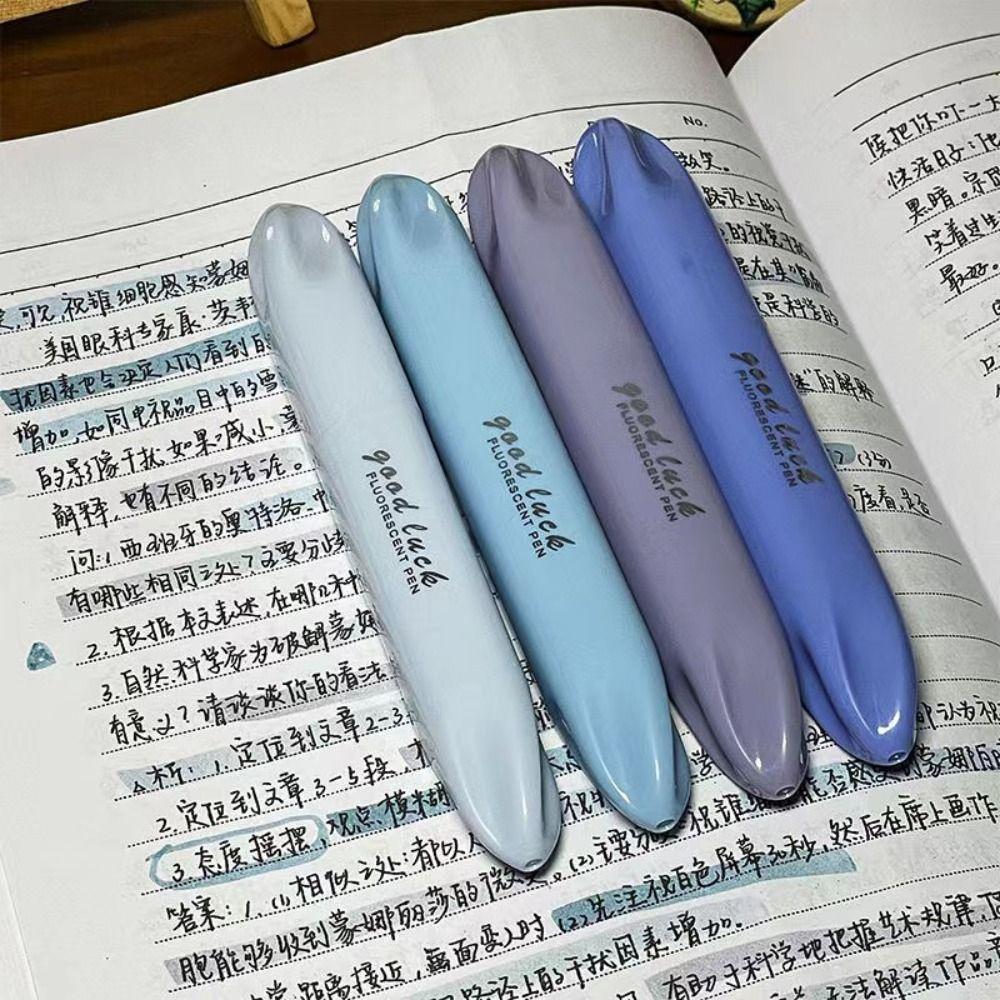 4Colors/Set Double Head Morandi Highlighters Morandi Color Fluorescent Pen Students Gift