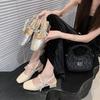 White Mary Jane Sandals Female 2025 New Fairy Style Bag Head Thick Heel Pearl Ribbon with Skirt High Heels