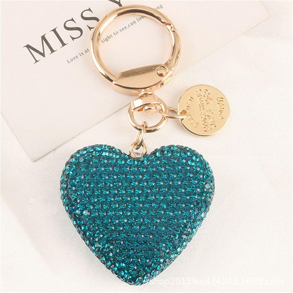 Pendant Rhinestone Interior Accessories Keys Holder Crystal Keyring Key Ring Love Heart Keychain