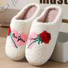Fashion Winter Christmas Cotton Slippers for Women Home Couples Heart Indoor Warm Slippers Female Casual Flat Floor Slides