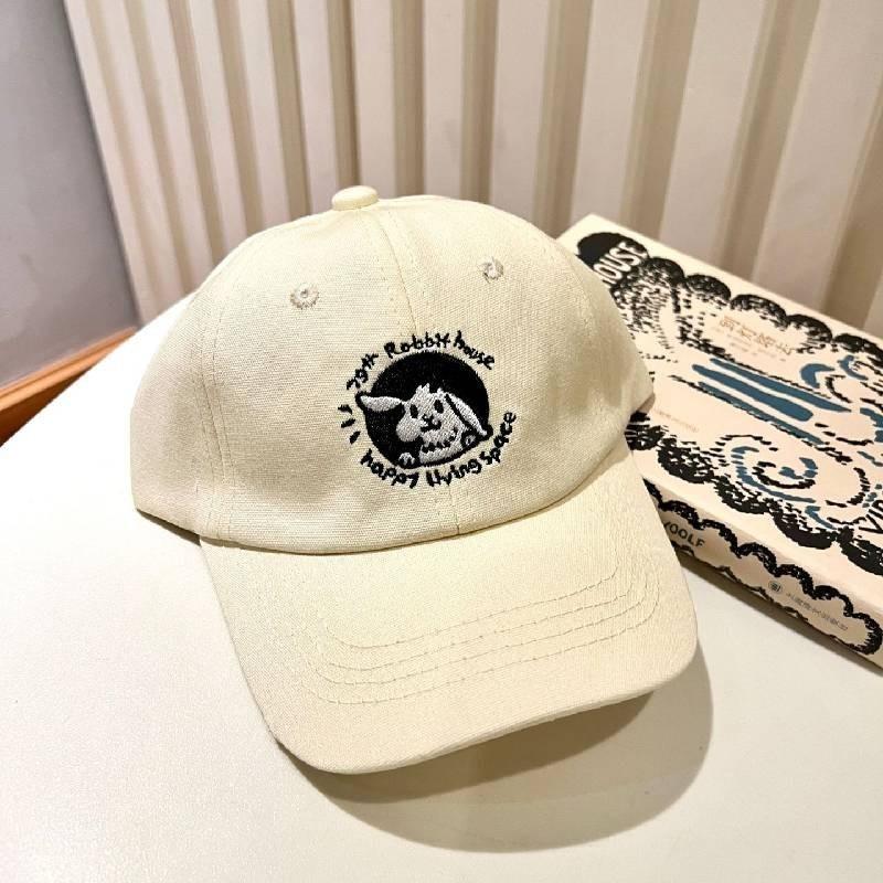 Милая детская бейсболка с вышивкой кролика для девочек, защита от солнца, кепка с утиным козырьком