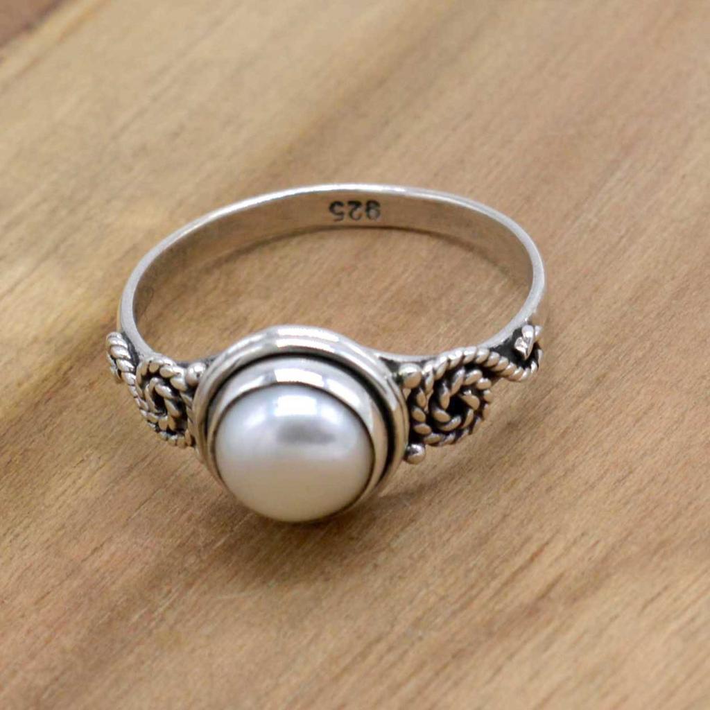 Кольцо из стерлингового серебра 925 пробы с жемчугом, кольцо ручной работы с натуральным жемчугом