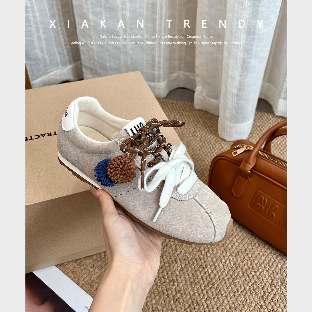 Внутреннее увеличение высоты 5 см двойная шнуровка немецкие тренировочные туфли женские 2025 осень новые повседневные спортивные туфли Форрест Гамп ретро маленькие белые туфли