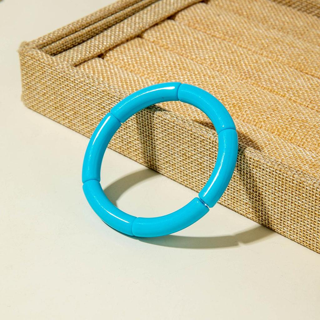 Cross Border Fashion and Cute Dopamine Style Round Tube Acrylic Bracelet for Women Jewelry Seaside Tourism Macaron Color Bracelet Matching