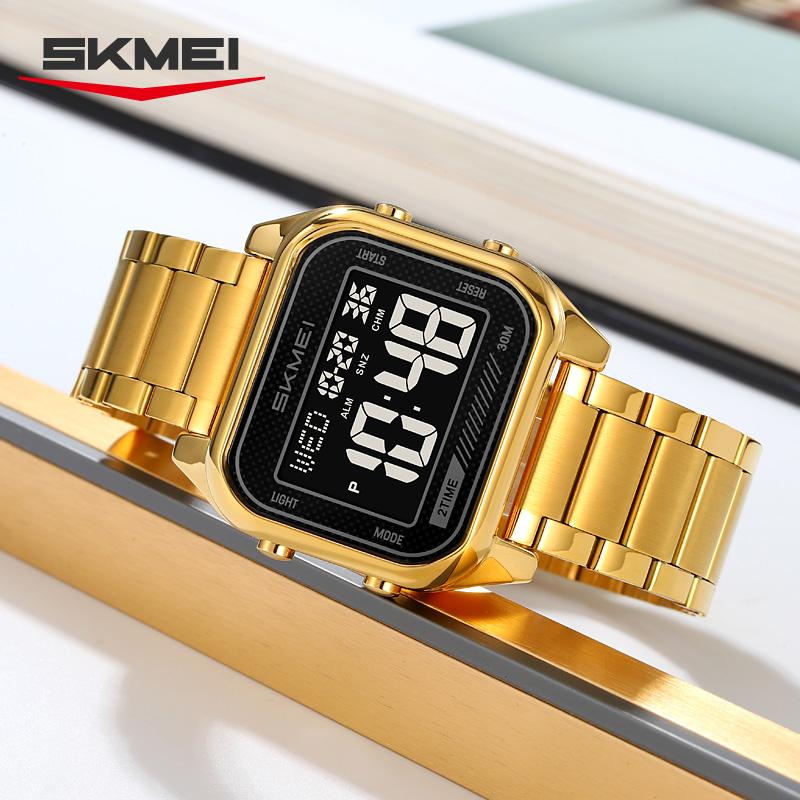 SKMEI 2478 Waterproof Digital Electronic Stainless Steel Clock LED Display Wristwatches Sport Watches for Men Mens Reloj Hombre