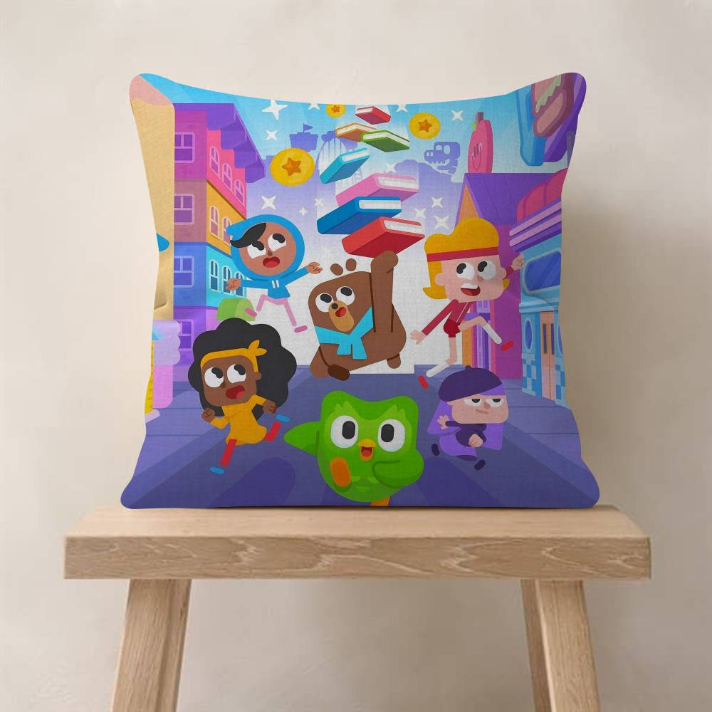 Cartoon DDuolingo Owl HD Personalized Picture Text Home Decorative Pillows Household Gifts xcm