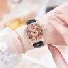 Ladies' Quartz Watch with Rotating Dial Rose Gold Inlaid with Diamonds and Gemstones Fashionable Waterproof Quartz Watch Women's Watch