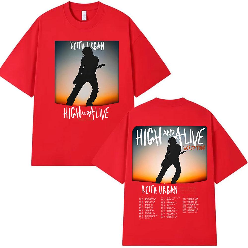 Keith Urban High and Alive World Tour 2025 Merch Tshirt Unisexs Women Vintage Hip Hop Fashion Oversized Cotton T Shirt Streetwear