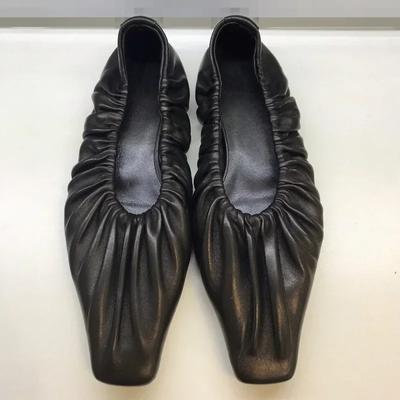 Модные плиссированные женские туфли на плоской подошве с квадратным носком, без застежек, туфли бабушки, мягкие, удобные, элегантные, дизайнерские туфли