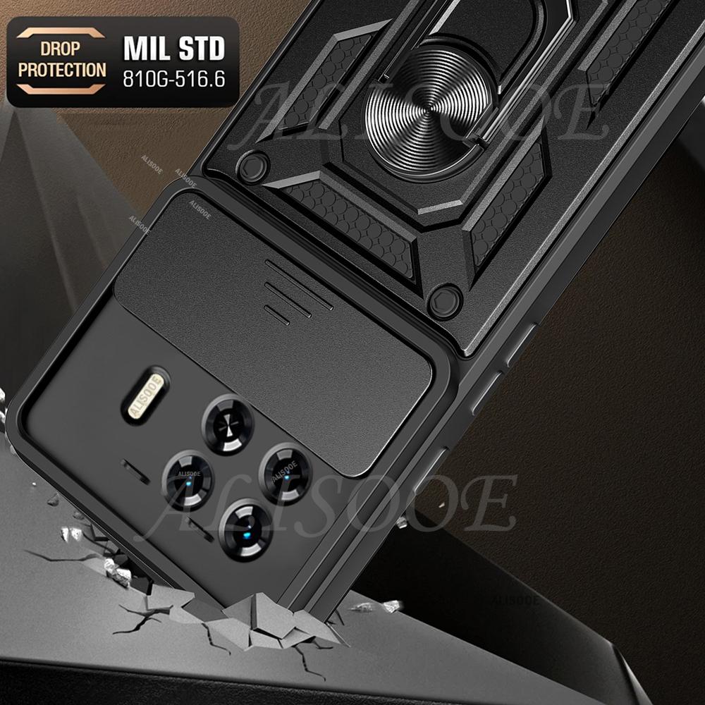 Armor Funda для Tecno Spark 20C 20 Pro Plus 10 10C 4G Case Slide Camera Protection Ring Stand Cover для Tecno Spark 20 Pro+ Capa