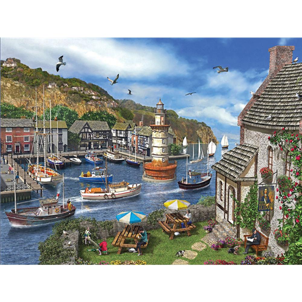 Полный дрель 5d наборы алмазной живописи новые поступления прибрежный город вышивка крестом Алмазная мозаика украшение корабля для дома