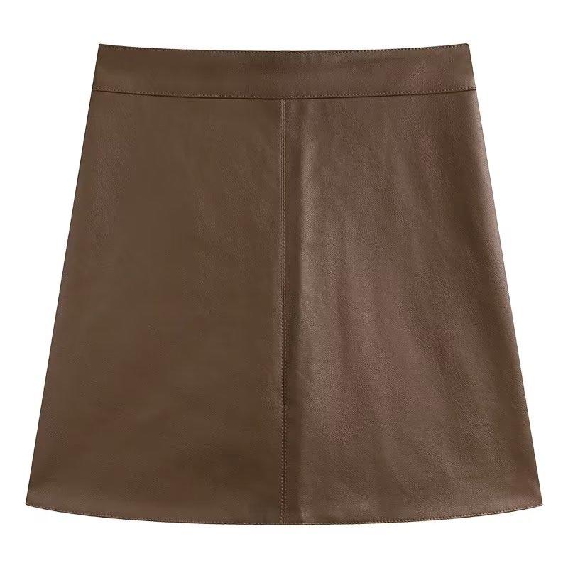 Юбка трапециевидной формы из искусственной кожи для женщин, осень-зима, винтажные однотонные шорты, мини-юбка, модная женская одежда в корейском стиле Y2k