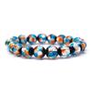 Dragonfly Ball Orange Blue 10mm Round Ball Bracelet Inner Circumference Approximately Luminescent Glass Firefly Glass Natural Stone Power Stone Prayer