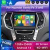 Android 14 Auto Carplay автомобильное радио для Hyundai Santa Fe 3 ix45 2013 2014 2015 2016 2017 GPS стерео мультимедийный проигрыватель 360 камера