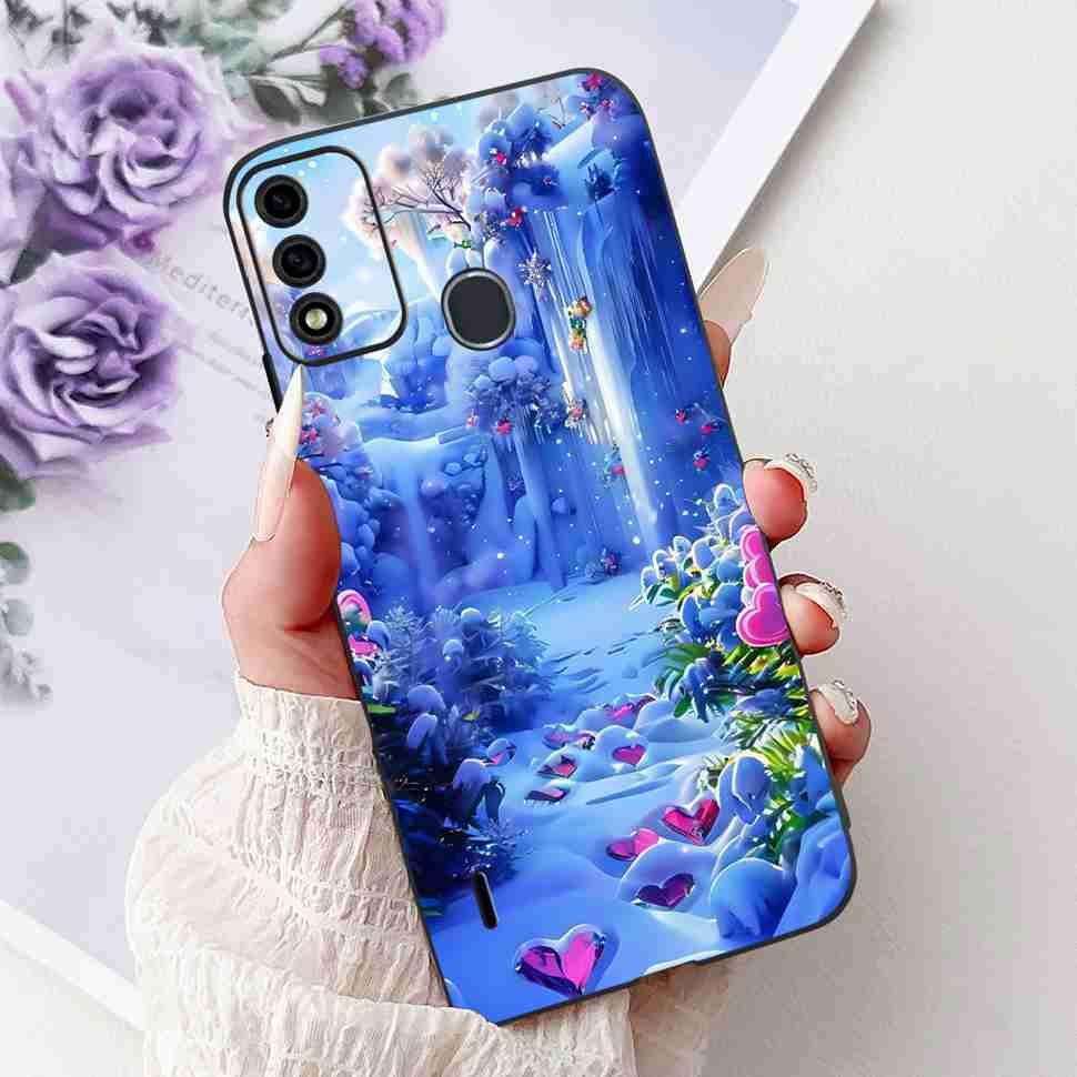 For Itel A48 6.1" Case Fashion Painting Soft Silicone TPU Black Cover For ITEL A48 itel a48 Popular Design Flowers Phone Cases