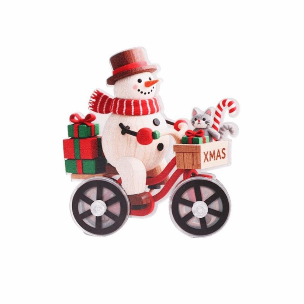 Creative Acrylic Santa Claus Figurine Cartoon Cute Snowman Bicycle Decoration Decorative Christmas Ornament Party Gift