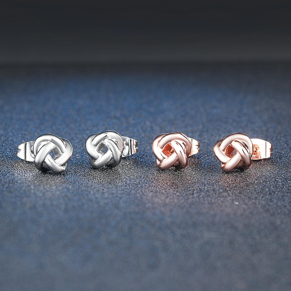 Cute Love Twist Stud Earrings Rose Gold Silver Jewelry For Women Gift Knot Post Earring HotSale E103