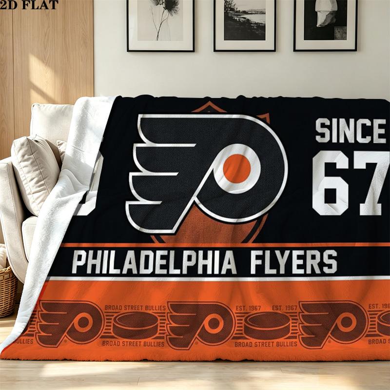 Philadelphia Flyers Logo Print Flannel Blanket High Quality Warm Comfortable Cover for All Seasons Perfect for Gifts Home Decor