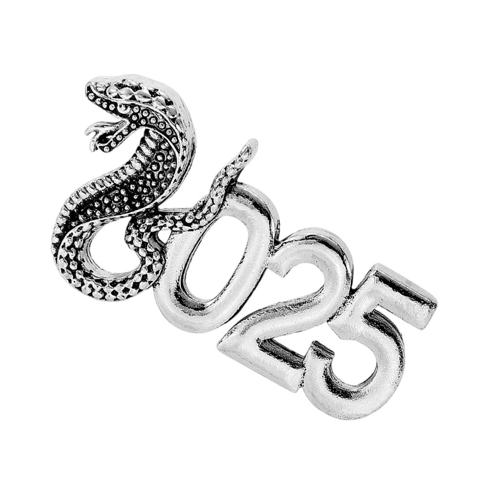Elegant 2025 Snake Year Brooch Pin Wisdom And Good Fortune Badge Pin Nonfading Metal For Festival Fashion Enthusiasts