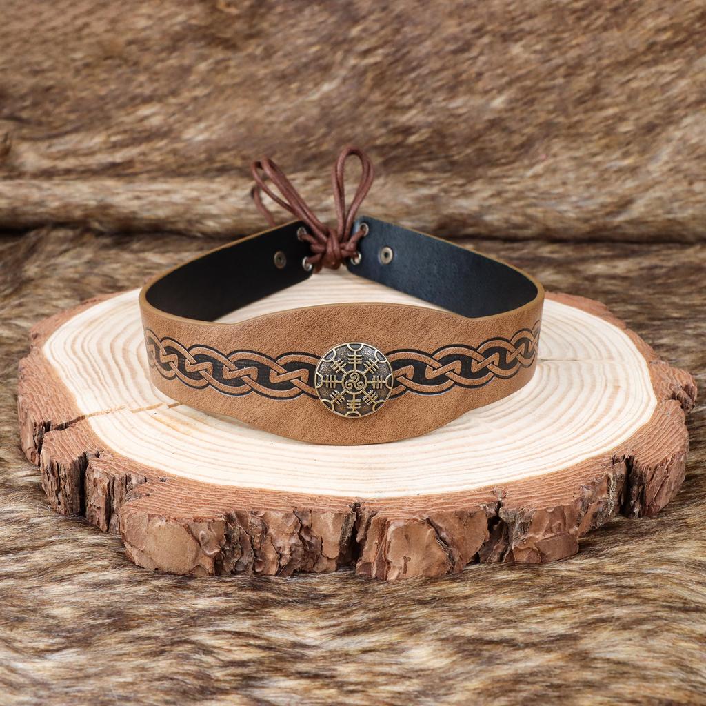 Средневековый Мужской Хэллоуин Винтажный Принт Викинга Пирата Головной Убор Кельтская Корона ПУ Кожа Реквизит Аксессуары для Ролевых Игр