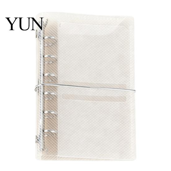 Portable Trifold Binder A6 A7 M5 Binder, 5/6-Rings Transparent Refillable Loose Leaf Folder Folder, Planner Budget Notebook Cover for School, Office,