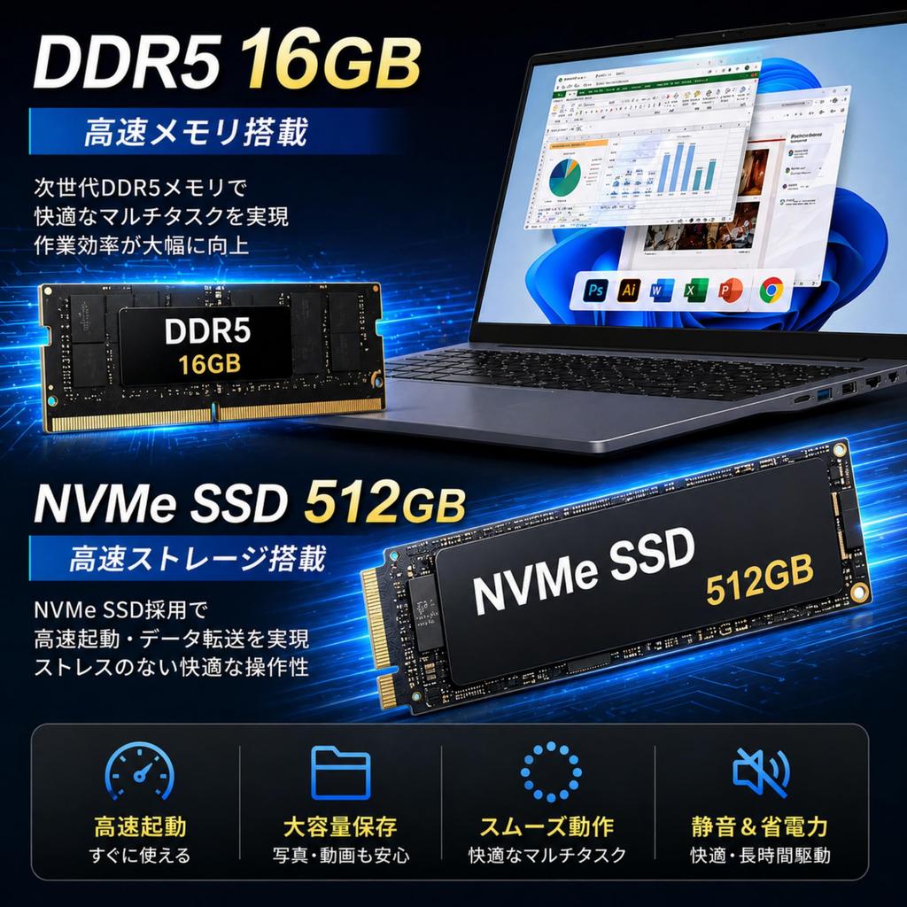 MonstaStorage Windows 12th Generation N150 Full HD IPS 16GB DDR5 512GB NVMe Office Software Numeric Design Laptop, 11, Processor, 15.6-inch LCD,