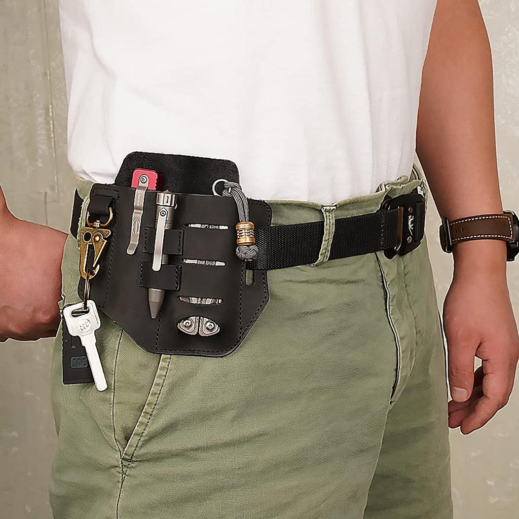 VIPERADE PJ13 Plus Sheath for EDC Pocket Organizer for EDC Sheath with Key Flashlight Pen Leather Sheath for Leatherman Multi-Tool Belt, Men, Holder,