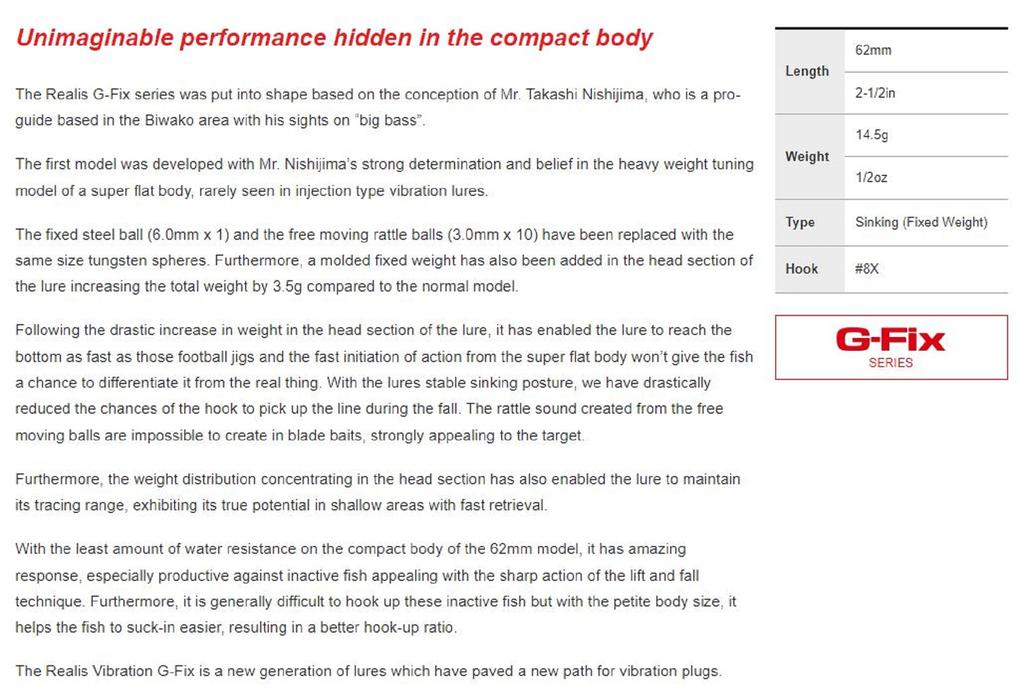 DUO Тонущая приманка Realis Vibration 62 G Fix GEA3006 (7228)
