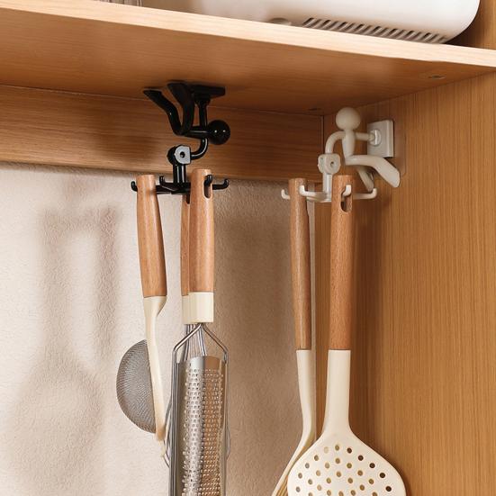 1 комплект подвесного крючка, настенный вращающийся крючок для вешалки с 6 крючками, самоклеящийся крючок для хранения без перфорации для кухни, ванной комнаты