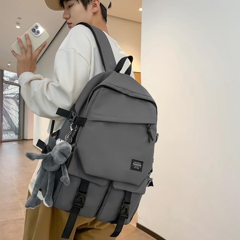 Женский рюкзак в стиле кампуса, однотонный мужской рюкзак, студенческий школьный рюкзак большой емкости