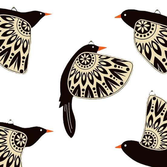 5 Pcs Flying Bird Wall Art Decor Rustic Wooden Birds Wall Decoration