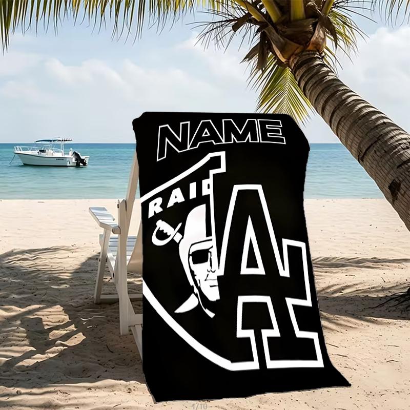 Customizable personalized beach towels Las Vegas Raiders themed designs.Suitable for the beach, yoga, sports;ideal as beach accessories