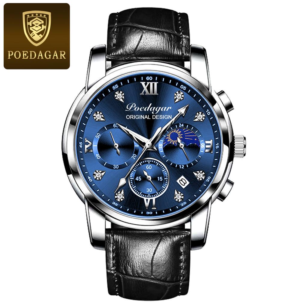POEDAGAR New TOP Brand Luxury Men's Watch With Box Multifunctional Fashion Waterproof Luminous Men's Quartz Watches